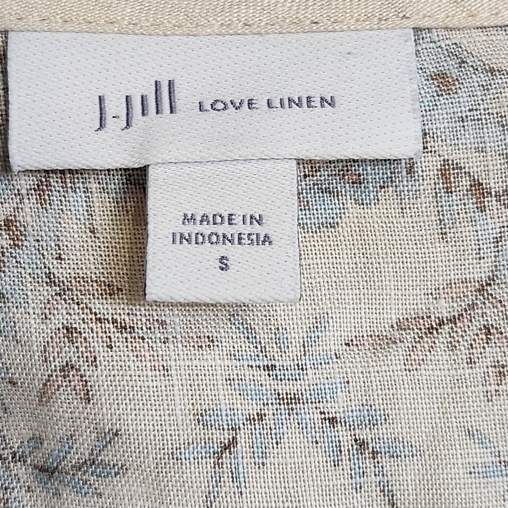 Shirt pullover 100% Linen Paisley BOHO Cream color and blues Size S-M J.JILL - Picture 12 of 14